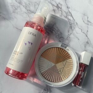 OFRA‎ Beverly Hills Highlighter + Makeup Fixer Spray + Mocha Lipstick 3pc Set